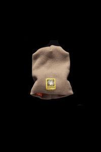 BEANIE WITH DOWN PANEL- BEIGE