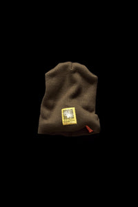 BEANIE WITH DOWN PANEL- OLIVE