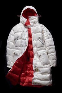 DOWN PARKA- WHITE AND RED